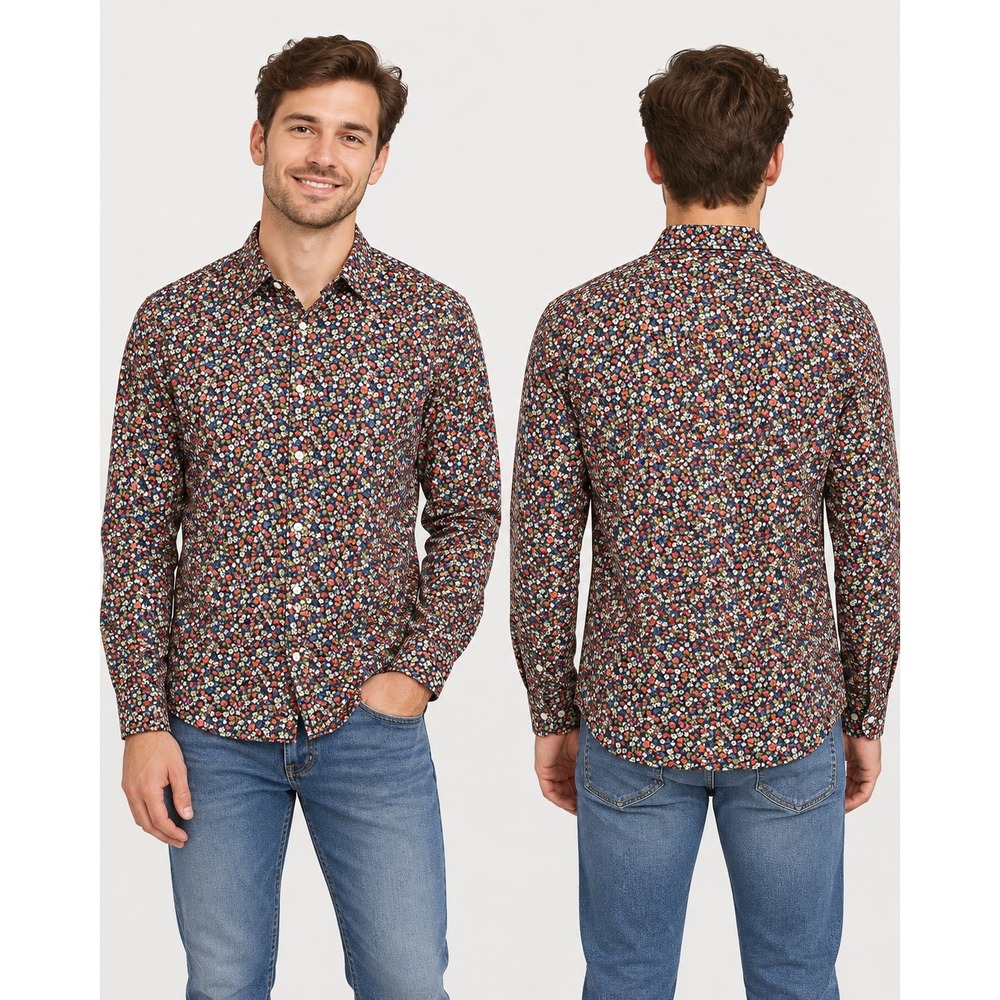 J.Crew Mens Slim Untucked Secret Wash Floral Ditsy Shirt L Multi-Color Cotton